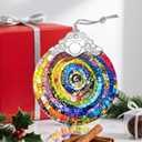 3 x Christmas Ornaments: Stained Glass Ornament, Christmas Tree Ornament, Hanging Ornaments for Home Decor & Xmas Tree Decorations Exquisite Holiday Decor, Gifts & Holiday Presents - Rainbow Spiral