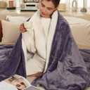 ESTINGO Heated Blanket Throw Electric Throw Blanket with 5 Heating Levels & 4 Hours Auto Off, Heating Blanket with ETL & FCC Certification, Machine Washable for Home Office, 50" x 60", Lavender Purple