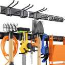 INCLY Garden Tool Organizer, 48 Inch Garage Tool Organizer Wall Mount Load 390lbs, Heavy Duty Garage Wall Organizer with 3 Storage Racks and 6 Adjustable Hooks for Yard Tools, Shovels, Rakes