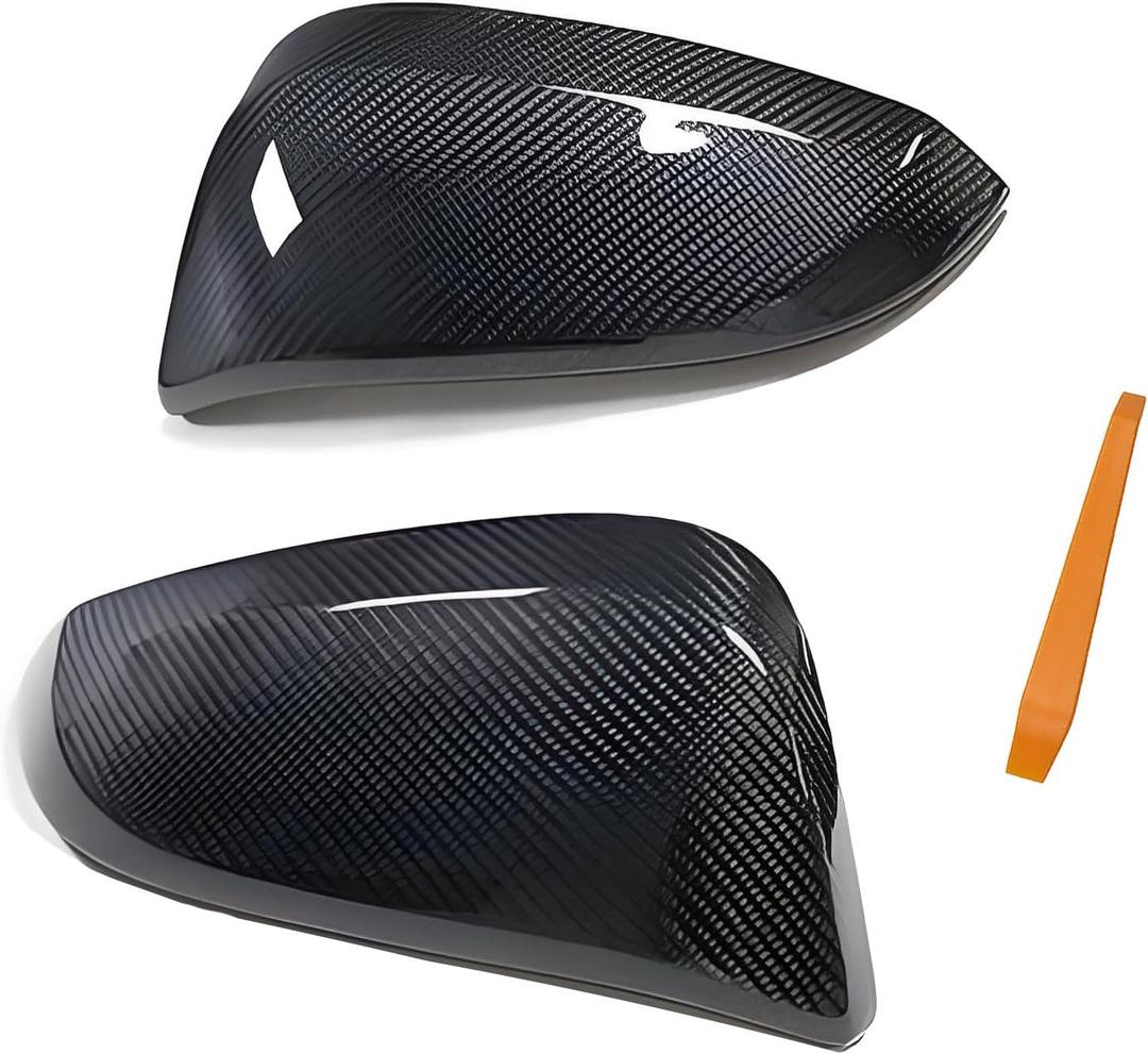 Carbon Fiber Left & Right Side Mirror Cover Cap Compatible with Toyota 4RUNNER 2013-2023, RAV4 2013-2018 SE/XLE/LTD, RAV4 HV 2016(Only for Models Without Side Camera)