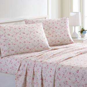 Modern Threads Silky Soft Microfiber and Wrinkle Free Sheets - Luxurious Microfiber Bed Sheets Includes Flat Sheet, Fitted Sheet with Deep Pockets, & Pillowcases Kashmir Rose, Queen (22 Floral Rose)