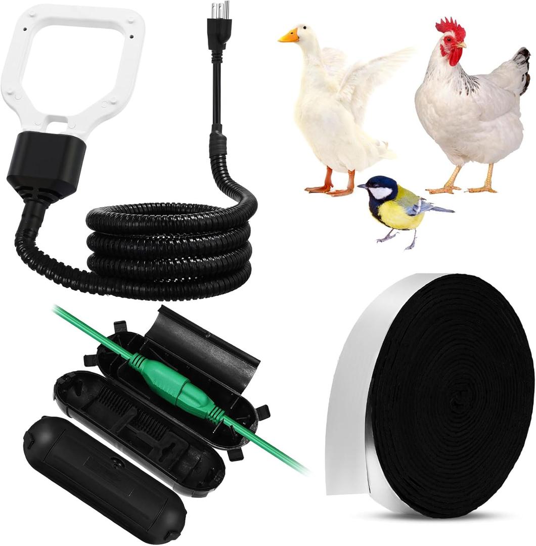 Relaxweex 250w Utility De-icer Water Heater, Submergible Cast Aluminum Chicken Water Bird Bath Heater for Winter Farm Livestock Tank Chicken Coop with Insulation Tape Cord Cover for Outdoor (Black)
