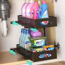 Under Sink Organizer, 1-Pack of 2-Tier Metal Slide Out Pull Out Cabinet Organizer Shelf, Height Adjustable Organization and Storage Series, Bathroom/Desktop/Cabinet/Kitchen organization, Black