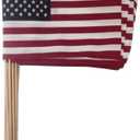 One Dozen (12 Qty) 12x18" US Cotton Stick Flag American Flag on 30" dowel with gold tip MADE IN USA, Hemmed Edges - Made in the USA