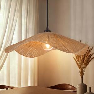 23.6" Boho Large Dining Room Light Fixture, 1-Light Coastal Hand Woven Jute Rope Pendant Lights Kitchen Island Farmhouse Rustic Hanging Lamp Fixture for Bedroom, Living Room, Entryway, Foyer