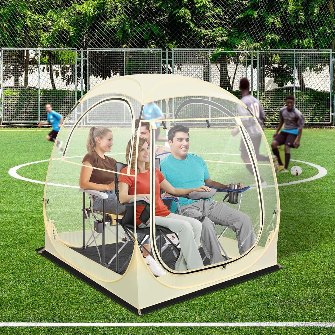 All Weather Sport Tent - Instant Pop Up Bubble Tent with Ventilation Ports and Removable Top Cover - Clear Weather Proof Pod Sun Shelter for Outdoor Activities