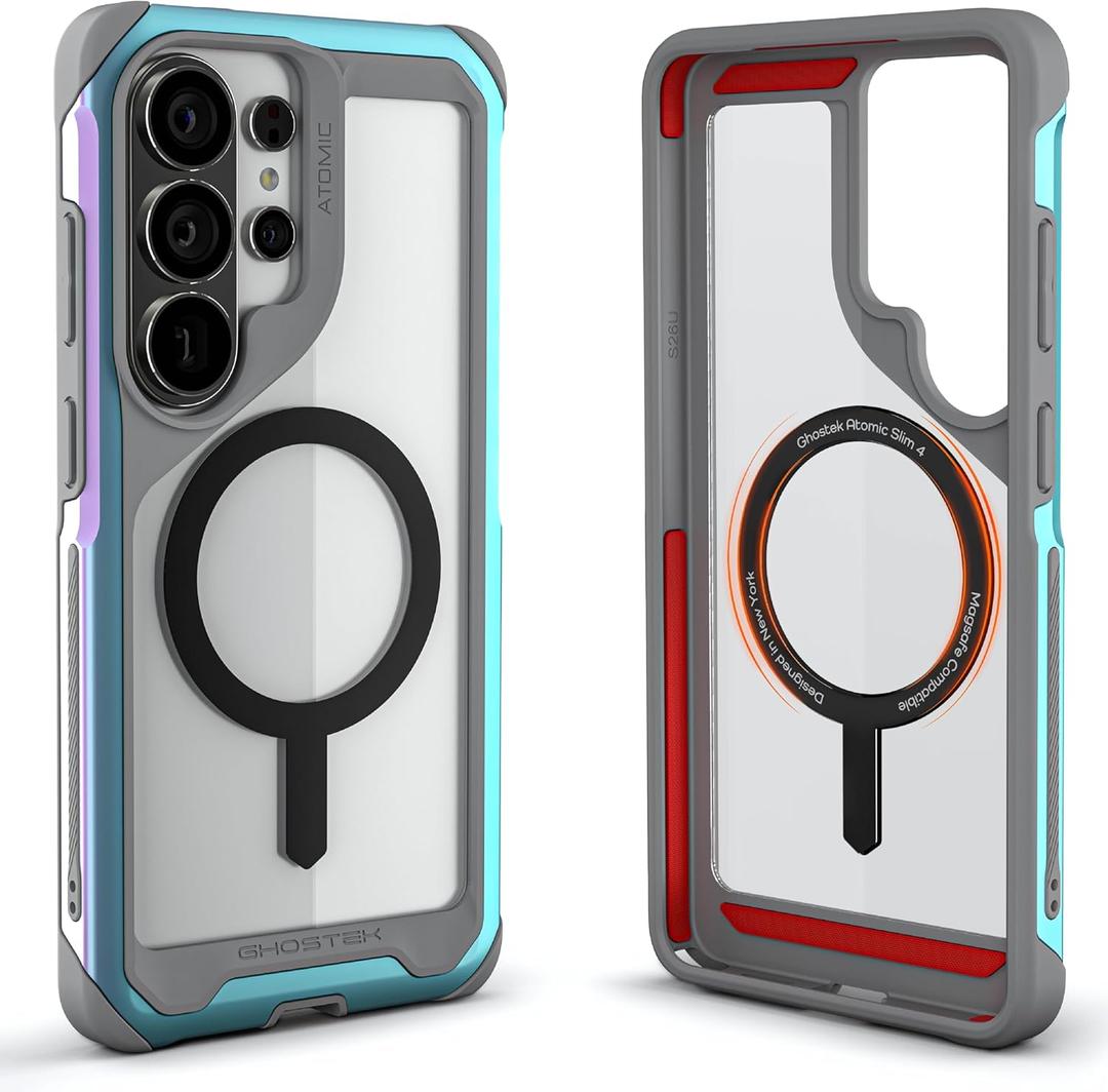 Ghostek Atomic Slim S26 Ultra MagSafe Case, Magnetic Clear Iridescent Metal Phone Cover Compatible with 2026 Samsung Galaxy S26Ultra (6.9") (Prismatic)