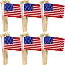 TURNMEON 100 Pack 4x6 Inch Small American Flags Handheld on Stick 4th of July Mini US Flag Patriotic American Flag Wooden Stick Flag Spear Top Fourth of July Decorations Independence Day,Memorial Day