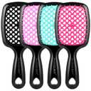 4 Pack Vented Detangling Hair Brush - Detangler Hairbrush with Soft Bristles for Effortless Tangle Free - Ideal for Wet Dry or Curly DamagedHair for Women Men Kids (Black+Pink+Green+Magenta)