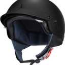 GLX M14 Open Face Motorcycle Helmet - Matte Black, Large - DOT Approved (Black)