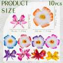 Hawaiian Flower Hair Clips, 10 Pcs Colorful Hibiscus Orchid Floral Hairpin, Summer Tropical Flower Barrettes, Hawaiian Hair Accessories for Hawaii Vacation Beach Pool Party Photo Props