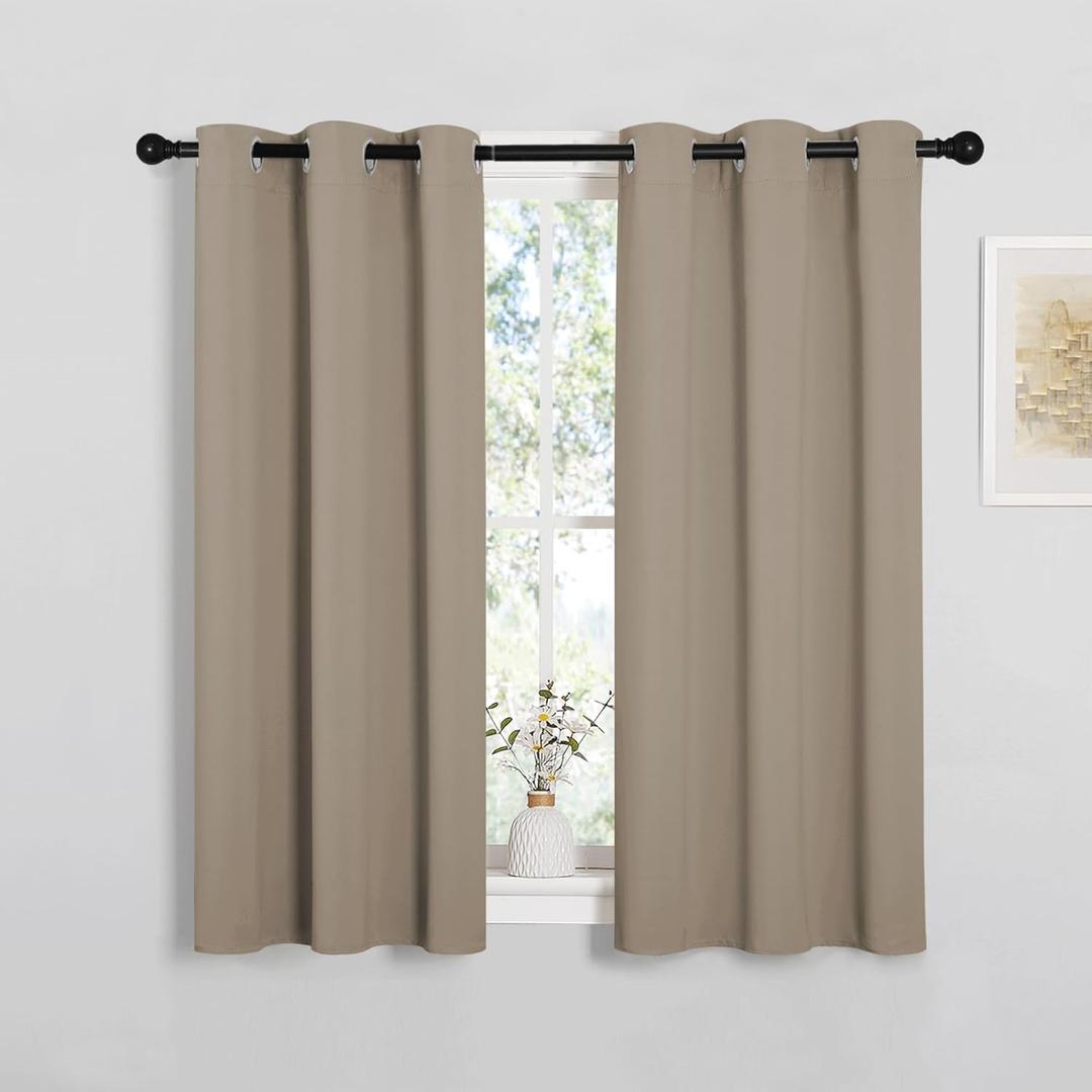 NICETOWN Bedroom Curtain Panels Blackout Draperies, Thermal Insulated Solid Grommet Blackout Curtains/Drapes (Taupe, 1 Pair, 34 by 45-inch)