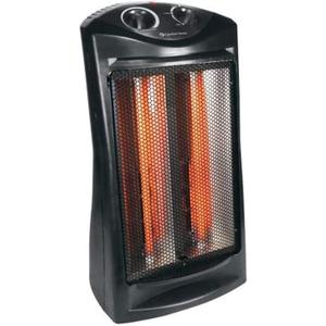 Comfort Zone Space Heaters for Indoor Use, Portable Electric Heater, Adjustable Thermostat, Infrared Heat, Quartz Tower Space Heater with 2 Heat Settings, Bedroom Heater, Black