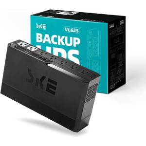 SKE Compact Size 625VA/360W UPS Battery Backup & Surge Protector for Computer UPS Uninterruptible Power Supply Phoenix VL625