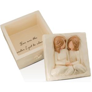 Best Friend Birthday Gifts for Women, Forever Friends, Friendship Gifts for Women, Sister Gifts Sculpted Hand-Painted Jewelry Keepsake Box