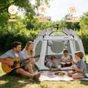 Asweets 4 in 1 Pop Up Playpen Indoor and Outdoor Portable, Lightweight Baby Playpen with Travel Bag,Baby Beach Tent and Play Toddler Play Yard Canopy(Grey)