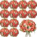 Tigeen Peonies Artificial Flowers Faux Roses Silk Flowers Hydrangea Artificial Bouquet for Wedding Table Centerpiece Floral Vase Home Office Bridal Decor(Watermelon Red,12 Bundles)