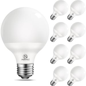 Vanity Globe Light Bulbs G25 LED for Indoor Bathroom Mirror Living Area, 5000K Daylight, Dimmable 600 Lumens, 6W, E26 Base, Round Frosted Classic Ambient Decorative Bulb, ETL Listed, 8-Pack