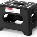 HBTower Folding Step Stool 9 Inch - Holds 600 lb, Non-Slip Surface & Carry Handle - Sturdy Step Stool for Kids, Toddlers & Adults - Compact Foldable Foot Stool for Kitchen, Bathroom, Bedroom, Outdoor (Black)