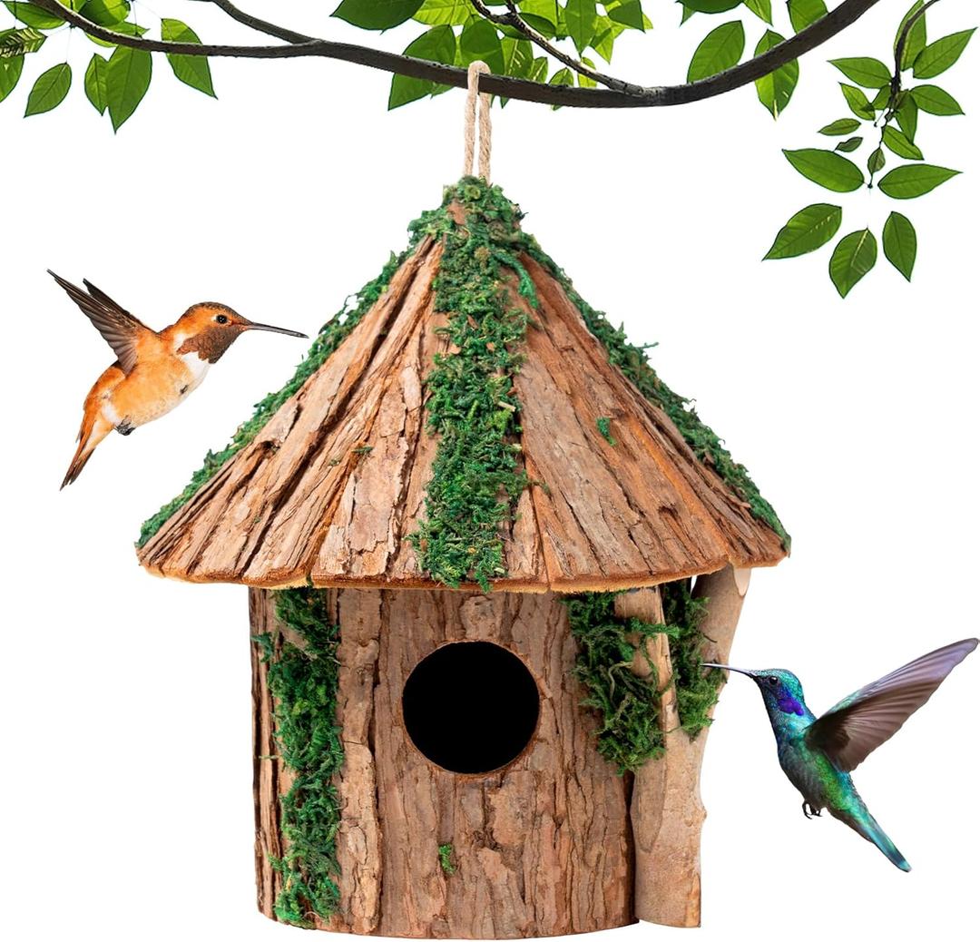 Premium Wooden Bird House, Cedarwood Hanging Birdhouse with Predator Guard, Nesting Box for Wild Bird Viewing, Indoor Decorative or Outdoor Functional Use, Ideal for Birdwatchers, Medium