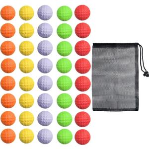 40 Pack Foam Golf Practice Balls - Realistic Feel and Limited Flight Training Balls for Indoor or Outdoor (5 Color, 8 Pack of Each Color)