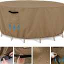 Tempera Round Patio Furniture Cover - Outdoor Table & Sectional Sofa Set Cover, Tear Resistant & Anti-UV, Waterproof - 72"D x 27.8"H, Taupe