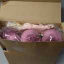 Liliful 36 Pcs 4 Inch Pink Velvet Christmas Ornaments Set, 12 Large Flocked Ornaments Ball, 24 Christmas Velvet Ribbon Bows 5 x 7, Shatterproof Vintage Xmas Tree Wreath Mantel Hanging Decor