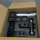 Adjustable Trailer Truck Drop Hitch - Fits 2 Inch Receiver Only, 6 Inch Drop Dual Ball Mount 2" and 2-5/16" Up to 12,500 LBS GTW, Heavy Duty Aluminum Towing Hitch with 2 Hitch Locks & 4 Silencer Pads (Black)