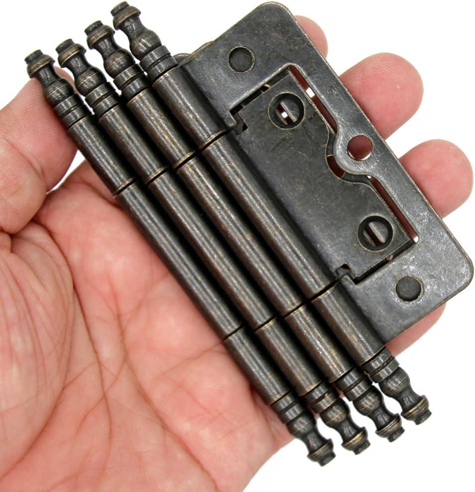 4 PCs Antique Bronze Flap Hinges with Lengthened Axis - Vintage Style Hinges for Door Wooden Chest Cabinet - Plate Length of 3" (76 mm), Large Size