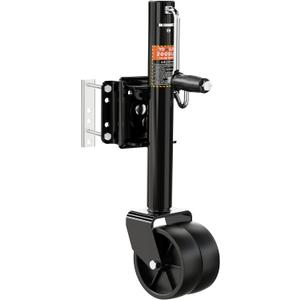 YOMILINK 2000 lbs Trailer Jack with Dual Wheel, Heavy Duty Swivel Boat Jack, 12" Lift, Bolt-on Tongue Trailer Jacks for RV Boat Trailers, Black