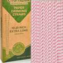 Biodegradable Pink Paper Straws for Drinking - 10 Inches Long, 0.24" Diameter, Pack of 100