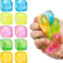 10 Pack Stress Cube Squishy Stress Balls for Adults Kids, Sensory Fidget Toys for Anxiety Stress Relief, Stretchy and Slow Rising Sparkling Squeeze Toy for Boys Girls Party Favors