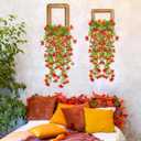 4PCS Fall Artificial Hanging Flowers Plants Decorations for Outdoor Faux Silk Daisy Mums Home Indoor Porch Patio Wall Balcony Yard Decor