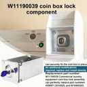 W11190039 for Whirlpool-compatible and OEM-compatible coin box lock assembly for commercial laundry equipment (with 2 keys). Perfect replacement part numbers 4396671, 8316525 and W10860203.