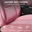 TIEHESYT Pink Car Seat Covers Front Pair, Breathable Leather Automotive Front Seat Covers & Headrest, Auto Seat Cover, Compatible with Most Cars Sedans SUV Pickup Trucks