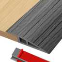 Floor-Transition-Strip Self Adhesive 72 inch, Door Thresholds Ramps for Doorways, Edge-Reducer Vinyl-Transition-Strip for Door/Floor (Dark Gray Wood Grain, 0.4'' (H))