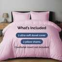 Duvet Cover Full Size Set - Extra Soft Full Duvet Cover 80" x 90" with 2 Pillow Shams - Hotel Luxury, Easy Care & Fade Free w/ Zipper Closures & Ties - All Season, Comfy and Breathable (Light Pink)