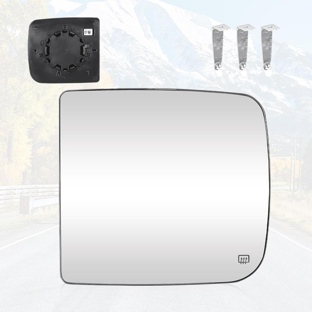 Youxmoto Towing Mirror Glass Driver Left Side, Fit For Dodge Ram 1500 2500 3500 Truck 2009 2010 2011 2012 2013-2020 Classic, Heated Convex Upper Mirror Glass; Fit 68286843AA, 68067727AA