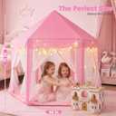 Princess Tent for Girls Indoor: with Rug, Star Lights - Pink Play Tent for Kids, Girls Toys for Indoor and Outdoor Games, Princess Castle Playhouse
