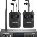 Phenyx Pro Wireless in Ear Monitor System,Dual in Ear Monitors for Musicians, Mono Stage Monitor, Metal IEM w/ 2 Bodypacks, 50 UHF Frequencies, Rack Mount, 164ft Range, for Studio/Band (PTM-11-2B)