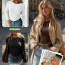 Locoowai 3 Pack Women's Long Sleeve Shirts Crewneck Going Out Basic Tops Tight Slim Fit Side Ruched Crop Tees Y2k Outfits