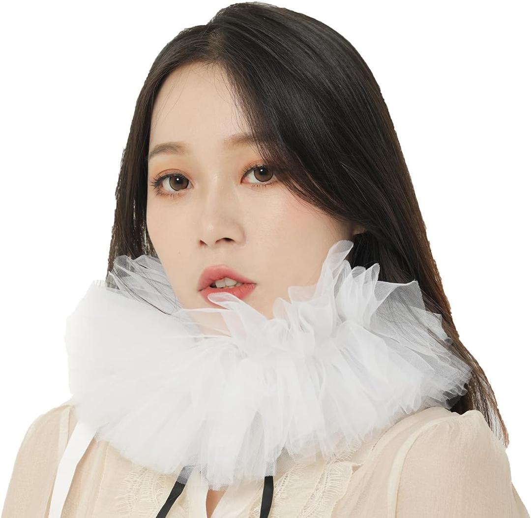 Renaissance Ruffle Collar Victorian Neck Costume Cosplay Props (White)
