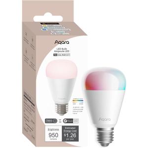Aqara Thread/Zigbee Smart LED Light Bulb T2 E26, Tunable White (2000K-9000K), RGB Color Changing Light Bulb with 16 Million Colors, 75W Equivalent, Matter, Works with HomeKit, Alexa, Google & More