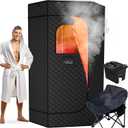 XL Portable Sauna Box, 4L Steamer Portable Steam Sauna for Home, Personal Sauna with Big Sauna Chair, Remote Control, Black, 1400W