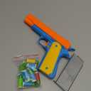 Classic Toy Gun Soft Bullet Blaster Pistol  Removable Magazine, Fun Slide Action, 20 Soft Bullets, Safety Orange, Kids Roleplay Ages 6+