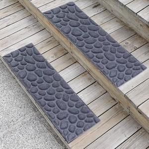 Aucuda Comme Rug Outdoor Stair Treads with Rubber Backing, Non-Slip, Outdoor Step treads, Set of 2, Grey Stone Pattern, 8.5" x 30"