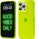 Fluorescent Green Case for iPhone 16 Pro/Soft Translucent Protective Phone Case Cover/Cute Trendy Minimalist Case 6.3 Inch (Neon Green)
