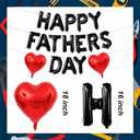 Black Happy Fathers Day Balloons, 16 Inch Happy Father's Day Balloon Banner Red Heart Balloons for Happy Father's Day Themed Party Supplies Decorations for Home, Office & Photo Backdrop