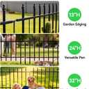 12-Panel Wrought Iron Garden Fence, 24in H x 24ft L, Thickened Hollow Iron Tubes, Multi-Purpose Metal Fence for Dogs, Gardens & Patio