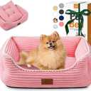Orthopedic Dog Bed for Medium Dogs,Dog Sofa Beds Supportive Foam Pet Couch Bed with Removable Washable Mat and Nonskid Bottom (Medium, Pink)